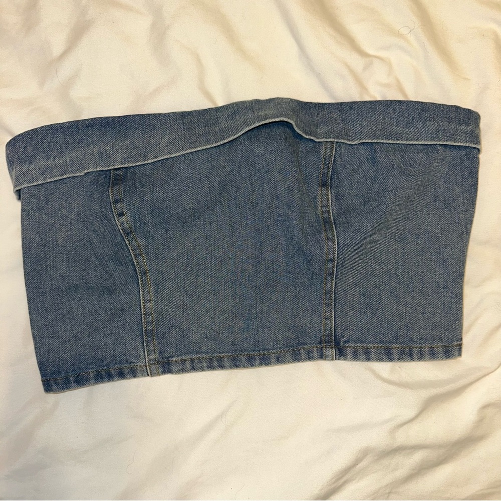 Strapless Jean Crop Top
